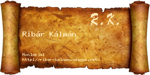Ribár Kálmán névjegykártya